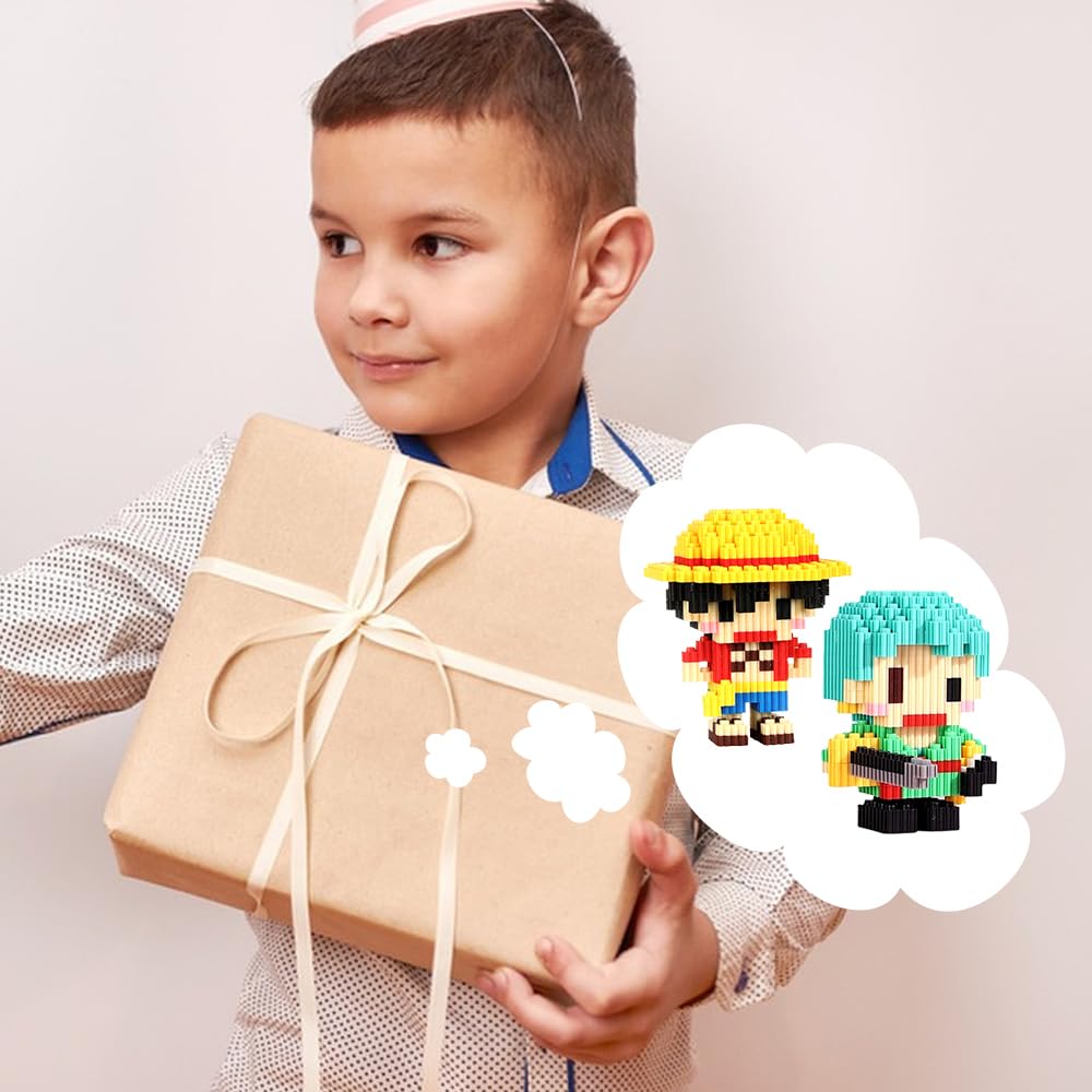 LGQHCE Luffy Building Blocks Roronoa Zoro Micro Blocks Set of 2